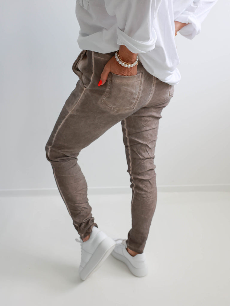 RICHARD Velvet Jogpants - taupe