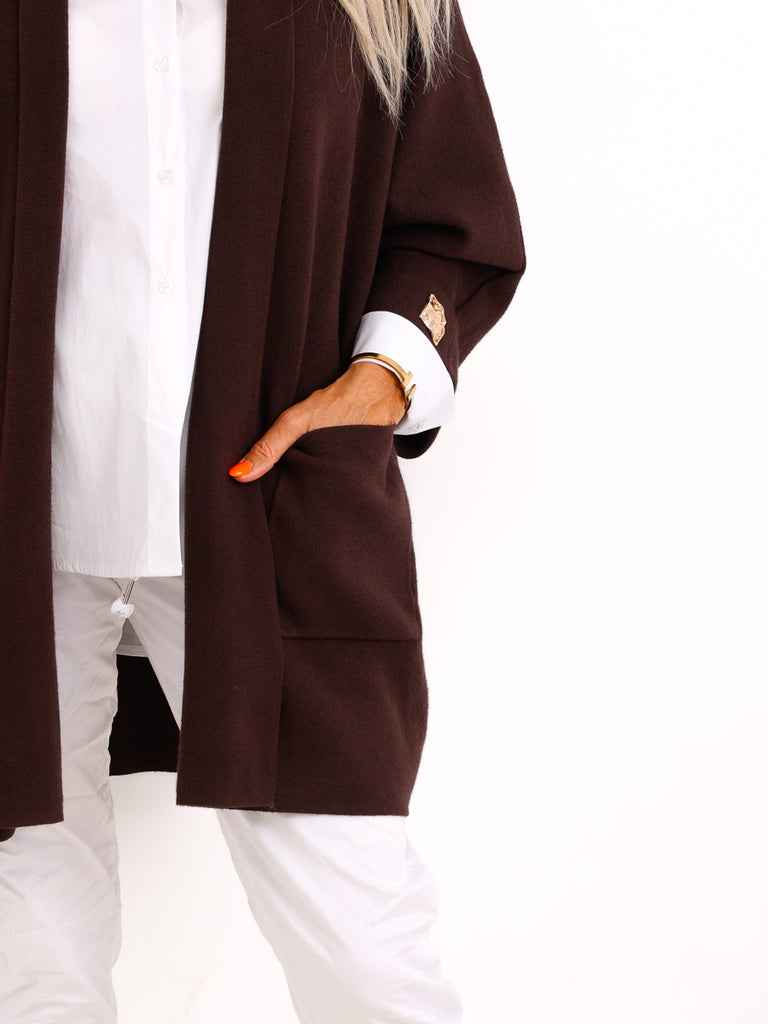 Oversize-Strickjacke VIOLET.S – Lange Feinstrickjacke in offener Silhouette – Gr. 38–48
