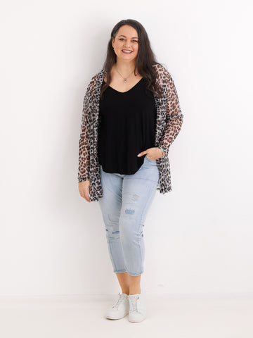 Mesh-Cardigan SONJA.S – Leichter Leo-Überwurf – Gr. 44 bis 48/50