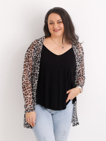 Mesh-Cardigan SONJA.S – Leichter Leo-Überwurf – Gr. 44 bis 48/50