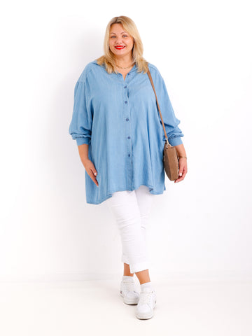 INDIA Curvy Size Bluse - Denim Look