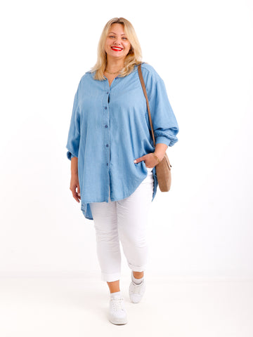 INDIA Curvy Size Bluse - Denim Look