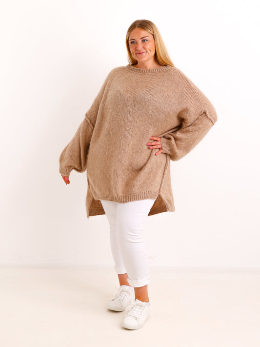 Curvy Pullover VALURA – Extra langer Oversize-Schnitt mit Inside-Out-Nähten – Gr. 48–58