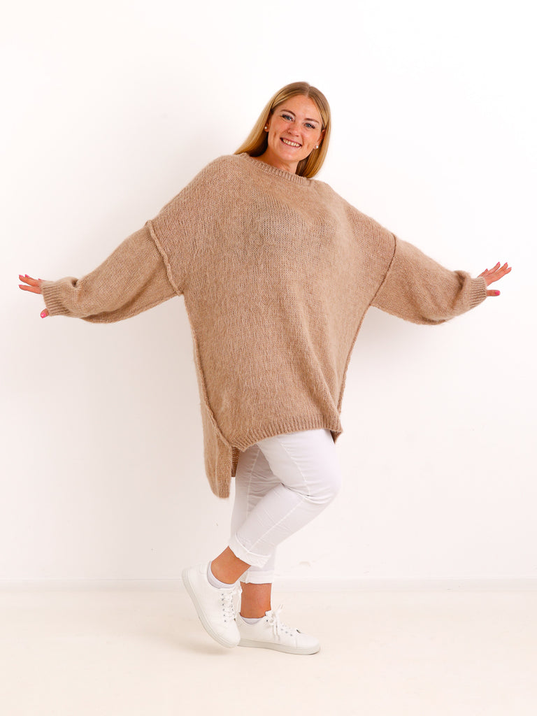 Curvy Pullover VALURA – Extra langer Oversize-Schnitt mit Inside-Out-Nähten – Gr. 48–56
