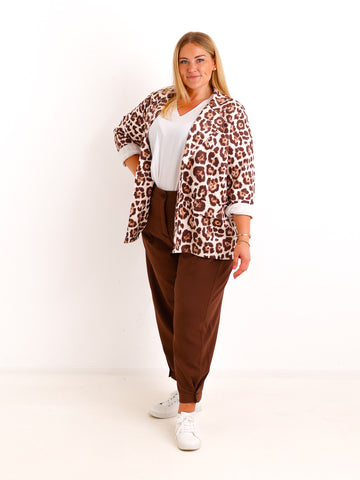 Curvy Size Blazer ELVARI – Leo-Look mit klassischem Reverskragen – Gr. 44–54