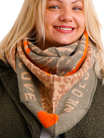 NIKA Dreiecksschal  - khaki/beige/taupe/orange