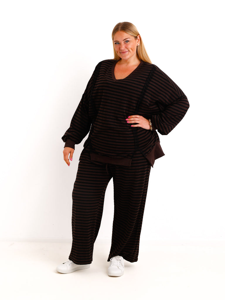 Curvy Zweiteiler NOVELLA – Lässiger Sweat-Look im Ringel-Design – Gr. 44–54