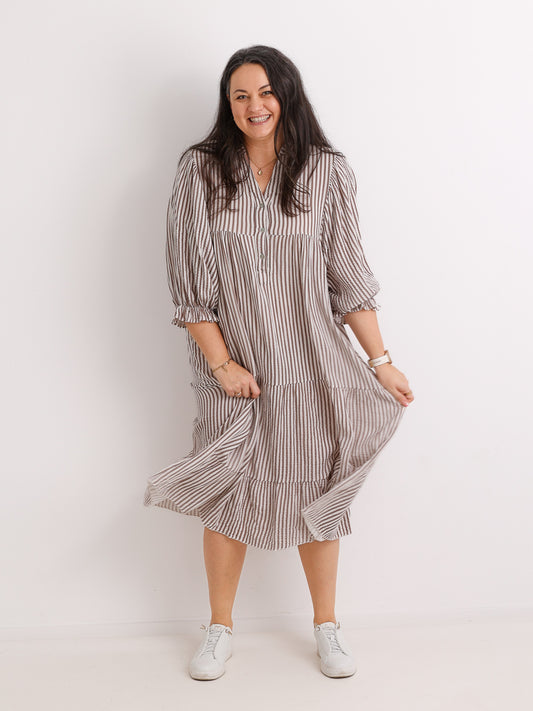 Maxikleid RONJA.S Musselin taupe One Size 38-48