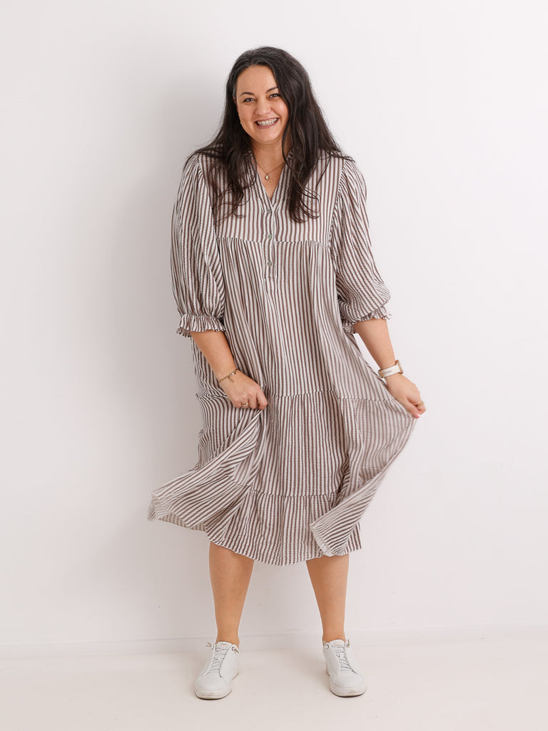 Maxikleid RONJA.S Musselin taupe One Size 38-48