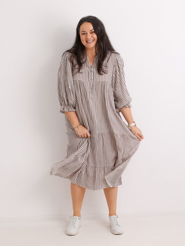 Maxikleid RONJA.S Musselin taupe One Size 38-48