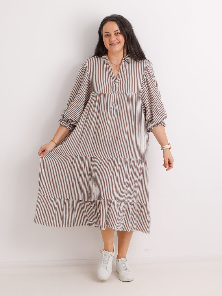 Maxikleid RONJA.S Musselin taupe One Size 38-48