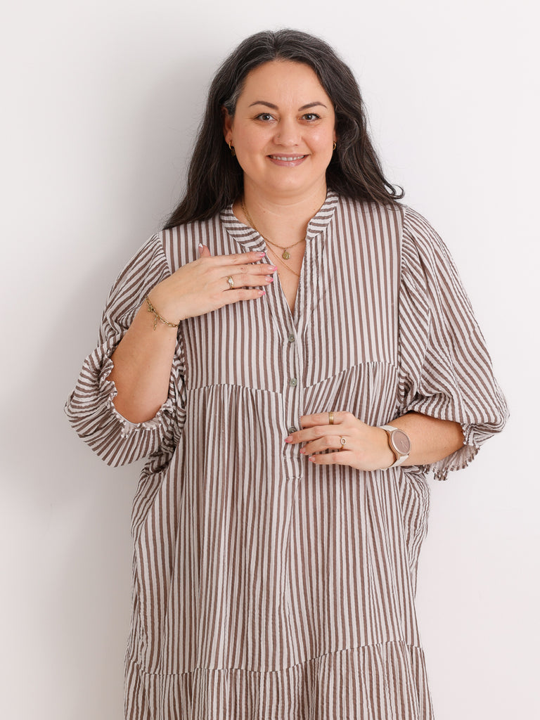 Maxikleid RONJA.S Musselin taupe One Size 38-48