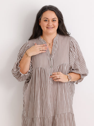 Maxikleid RONJA.S Musselin taupe One Size 38-48