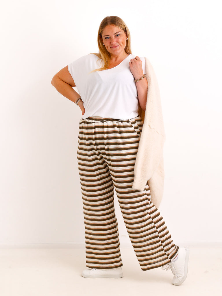Curvy Marlene-Hose CALVEN – Häkeloptik im Ringel-Look – Gr. 44–56