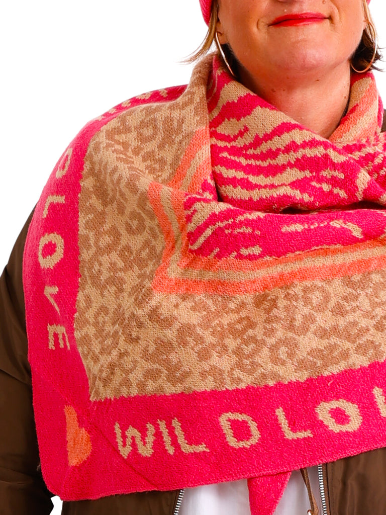 RUBY Dreiecksschal  - pink/beige/taupe/ apricot