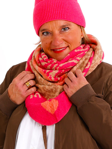 RUBY Dreiecksschal  - pink/beige/taupe/ apricot