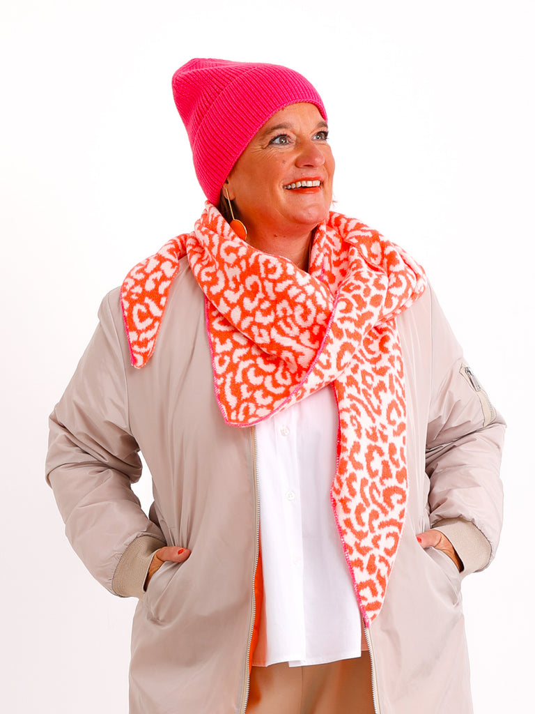 CLARA Dreiecksschal - leo - weiß/orange