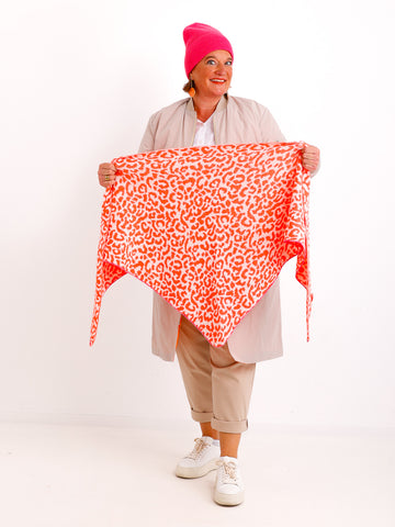 CLARA Dreiecksschal - leo - weiß/orange