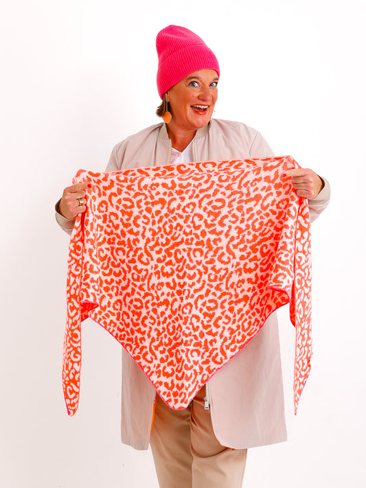 CLARA Dreiecksschal - leo - weiß/orange