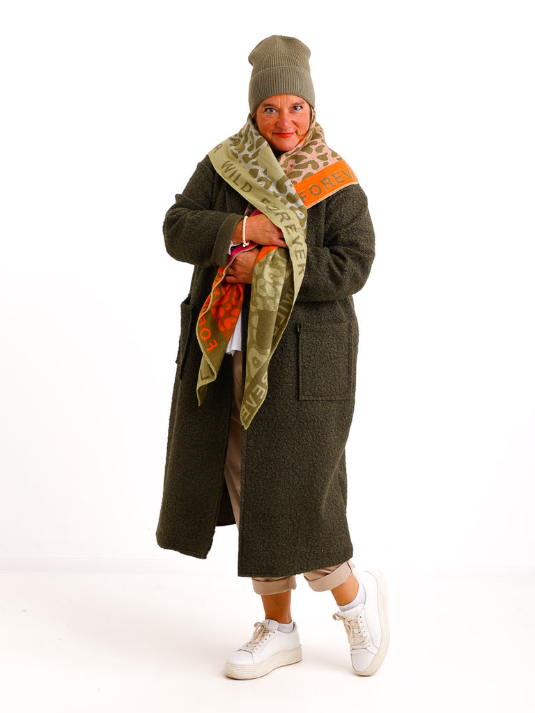 SINA Dreiecksschal  - khaki/orange/pink