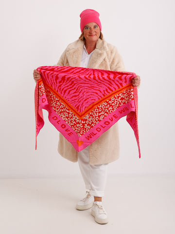 LIVIA Dreiecksschal  - wollweiß/rot/pink