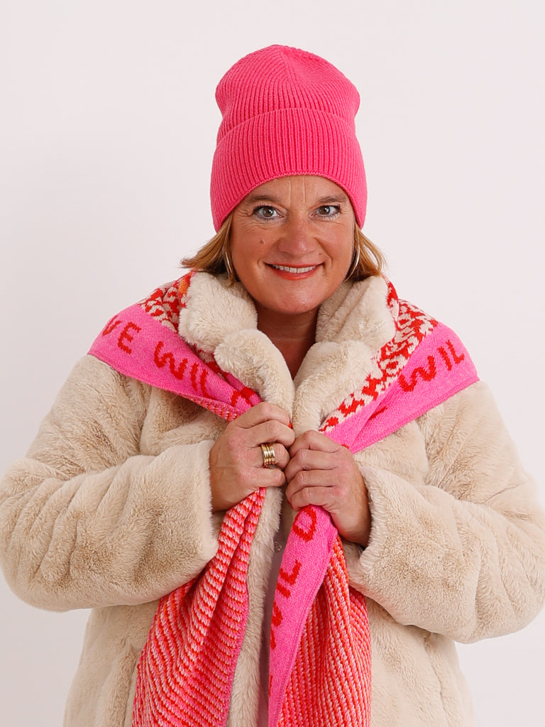 LIVIA Dreiecksschal  - wollweiß/rot/pink