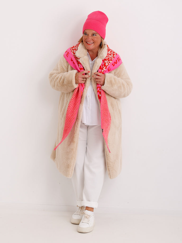 LIVIA Dreiecksschal  - wollweiß/rot/pink