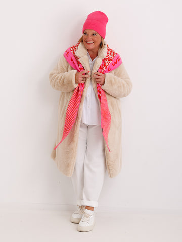 LIVIA Dreiecksschal  - wollweiß/rot/pink