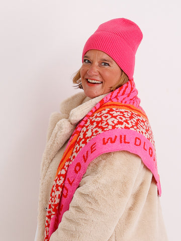 LIVIA Dreiecksschal  - wollweiß/rot/pink