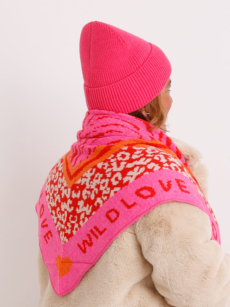 LIVIA Dreiecksschal  - wollweiß/rot/pink