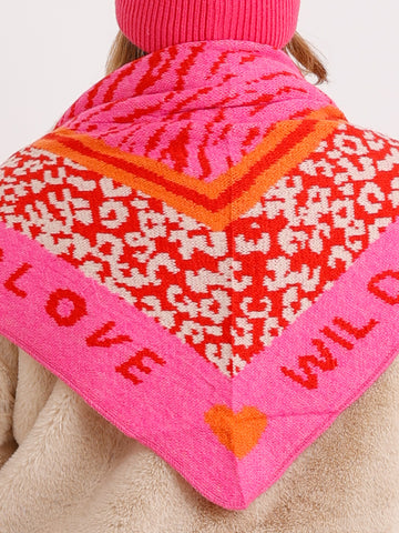 LIVIA Dreiecksschal  - wollweiß/rot/pink