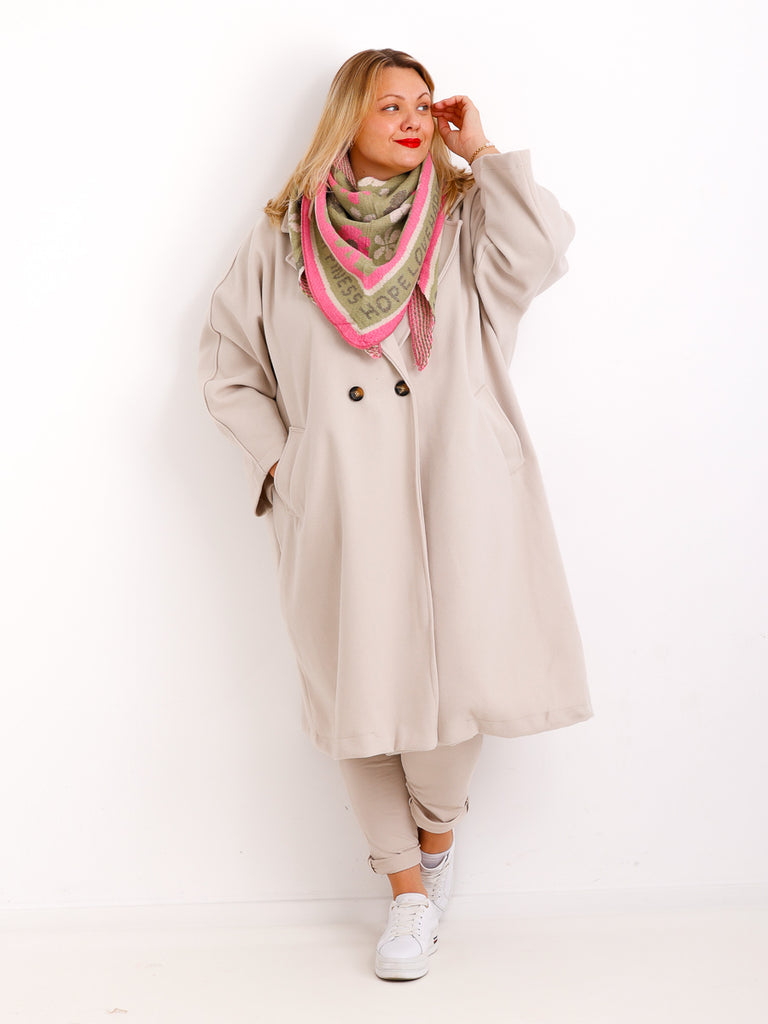 VALENTINA Dreiecksschal  - grün / pink / wollweiß