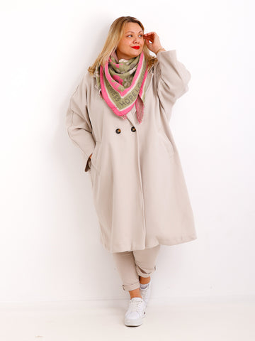 VALENTINA Dreiecksschal  - grün / pink / wollweiß