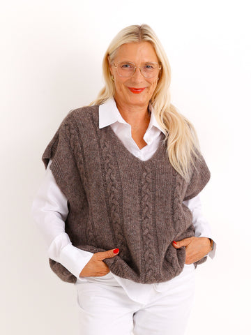 Oversize Pullunder MARIEL – Kuscheliger Strick mit Zopfmuster – Gr. 38–44