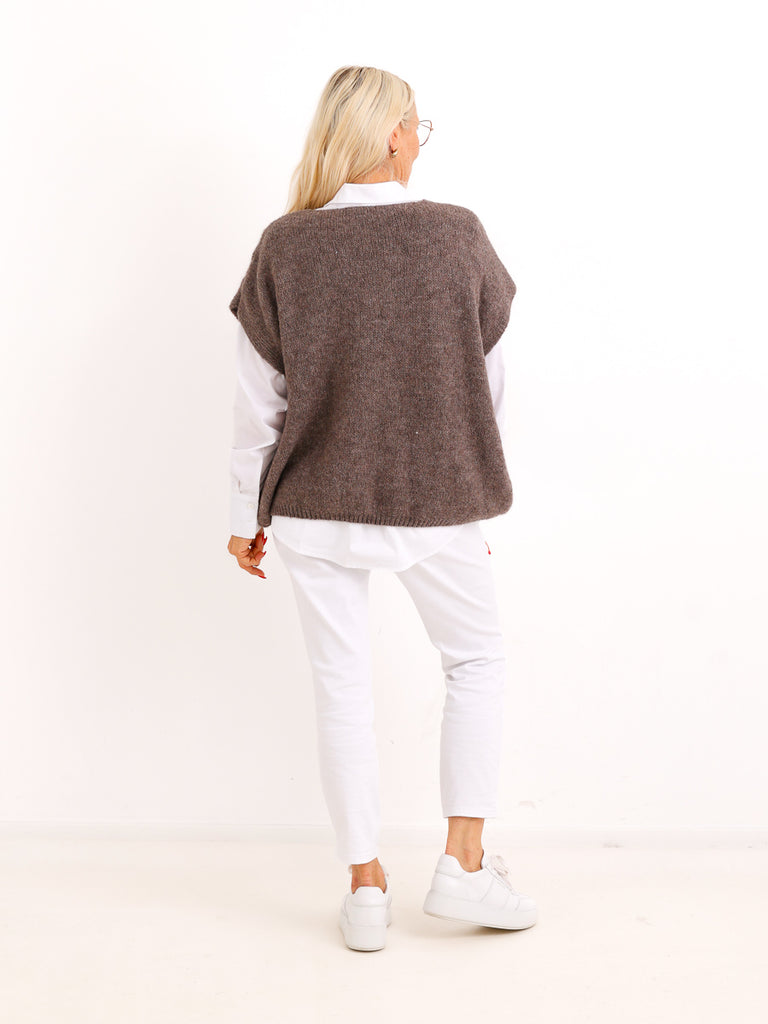 Oversize Pullunder MARIEL – Kuscheliger Strick mit Zopfmuster – Gr. 38–44