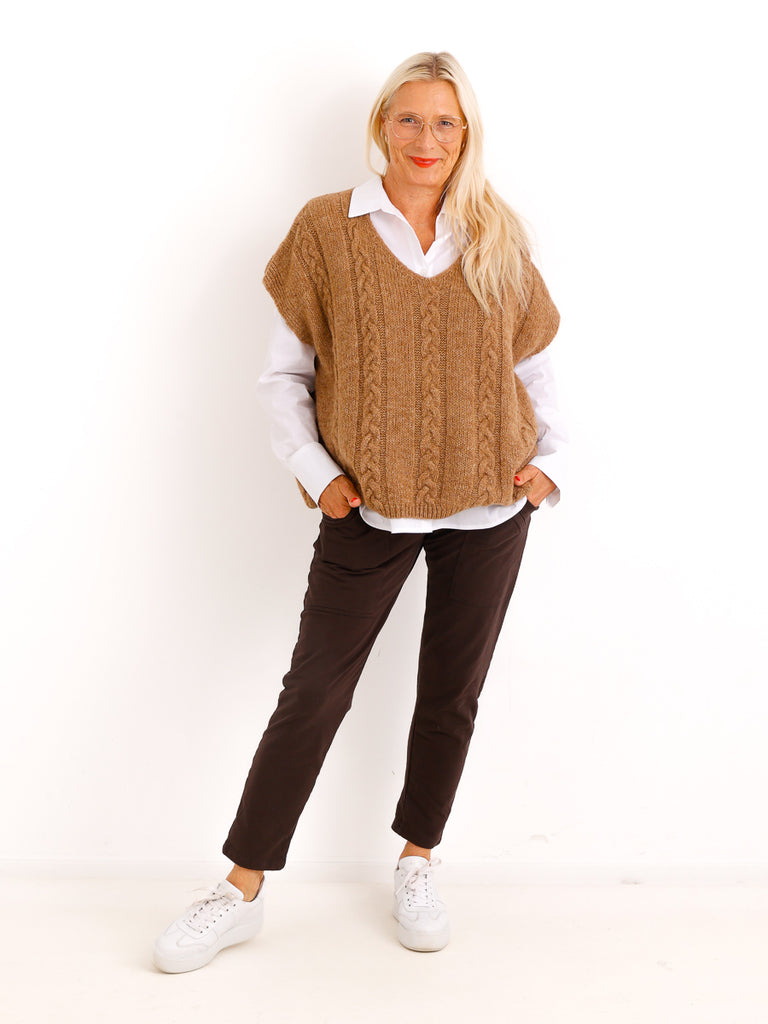 Oversize Pullunder MARIEL – Kuscheliger Strick mit Zopfmuster – Gr. 38–44