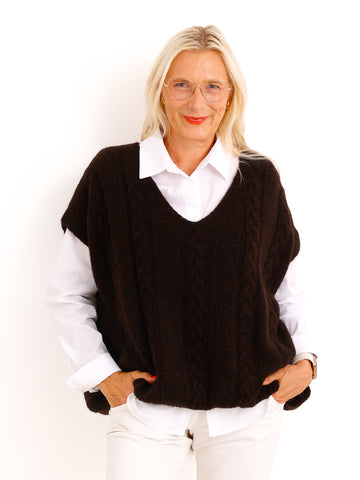 Oversize Pullunder MARIEL – Kuscheliger Strick mit Zopfmuster – Gr. 38–44
