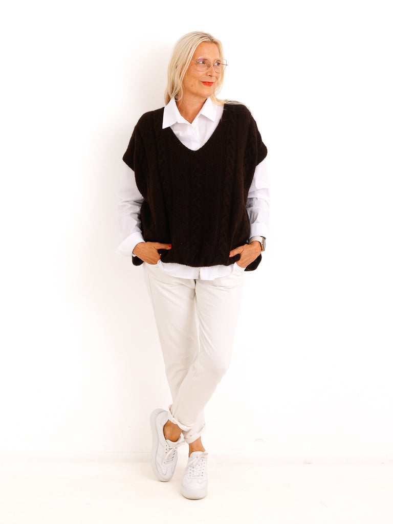 Oversize Pullunder MARIEL – Kuscheliger Strick mit Zopfmuster – Gr. 38–44