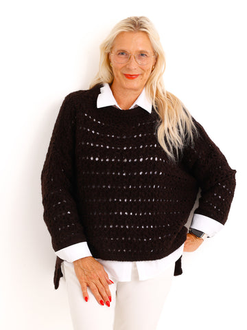 Strickpullover SOLANI – Besonderes Lochmuster & verkürzte Ärmel – Gr. 38–44
