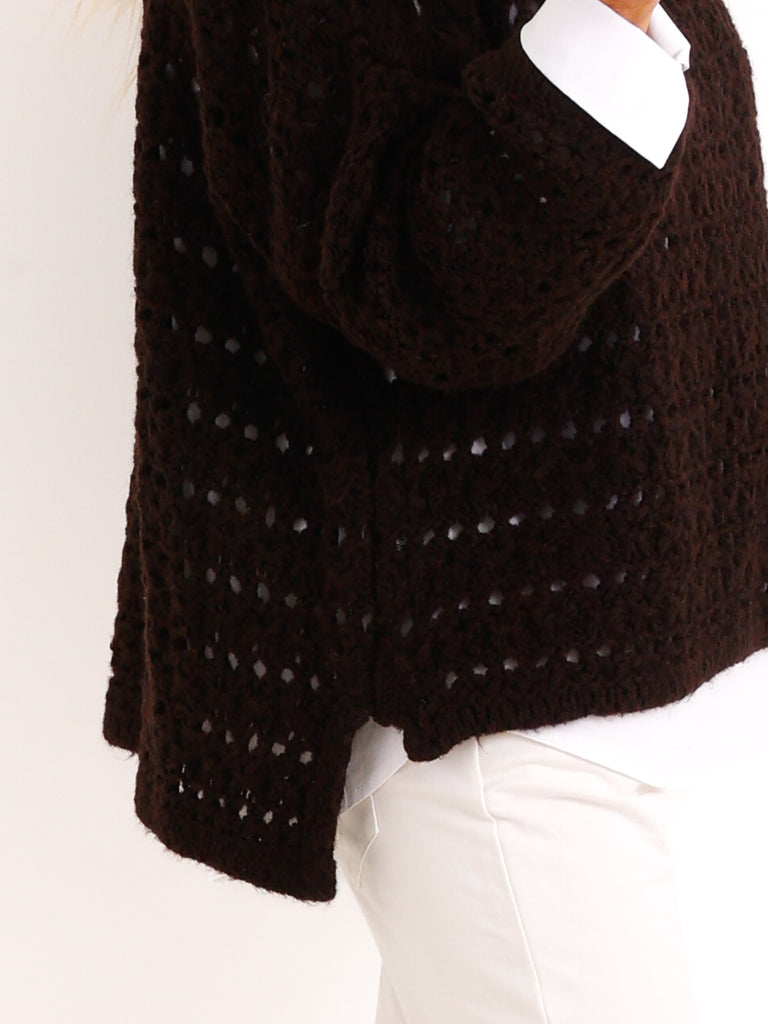 Strickpullover SOLANI – Besonderes Lochmuster & verkürzte Ärmel – Gr. 38–44