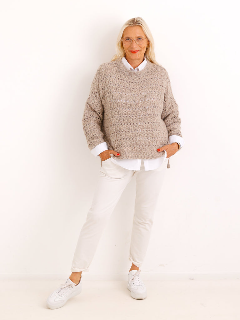 Strickpullover SOLANI – Besonderes Lochmuster & verkürzte Ärmel – Gr. 38–44