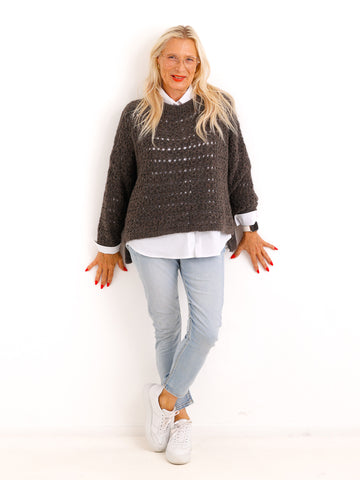 Strickpullover SOLANI – Besonderes Lochmuster & verkürzte Ärmel – Gr. 38–44