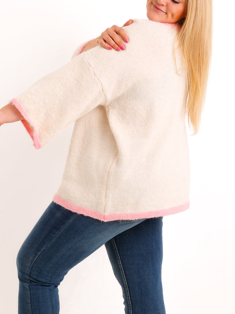 Curvy Size Pullover SORELL – Glattstrick mit kontrastfarbenen Abschlüssen – Gr. 44–50