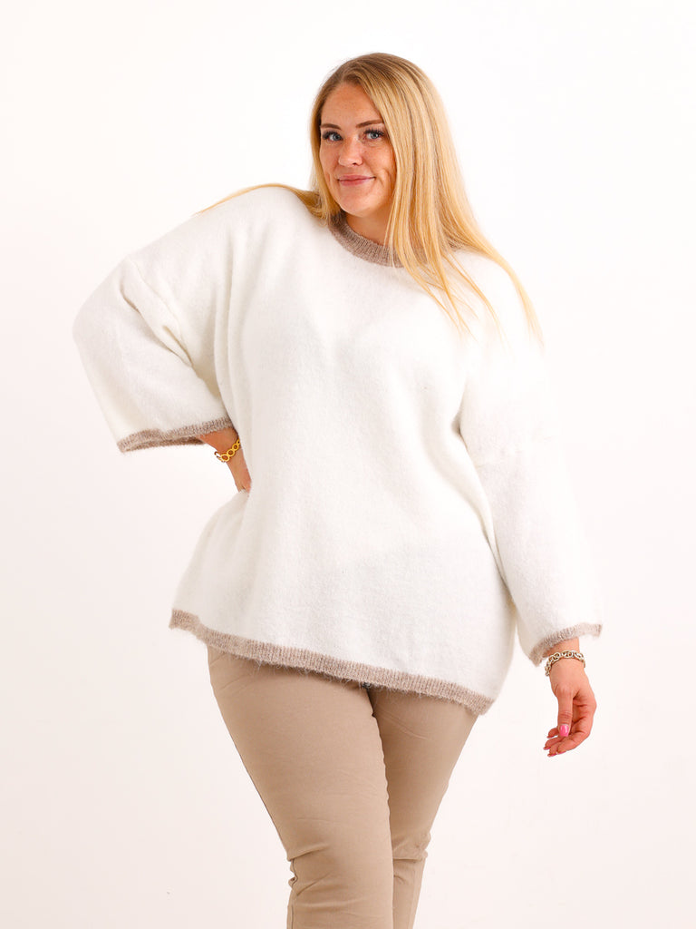 Curvy Size Pullover SORELL – Glattstrick mit kontrastfarbenen Abschlüssen – Gr. 44–50