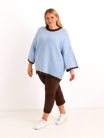 Curvy Size Pullover SORELL – Glattstrick mit kontrastfarbenen Abschlüssen – Gr. 44–50
