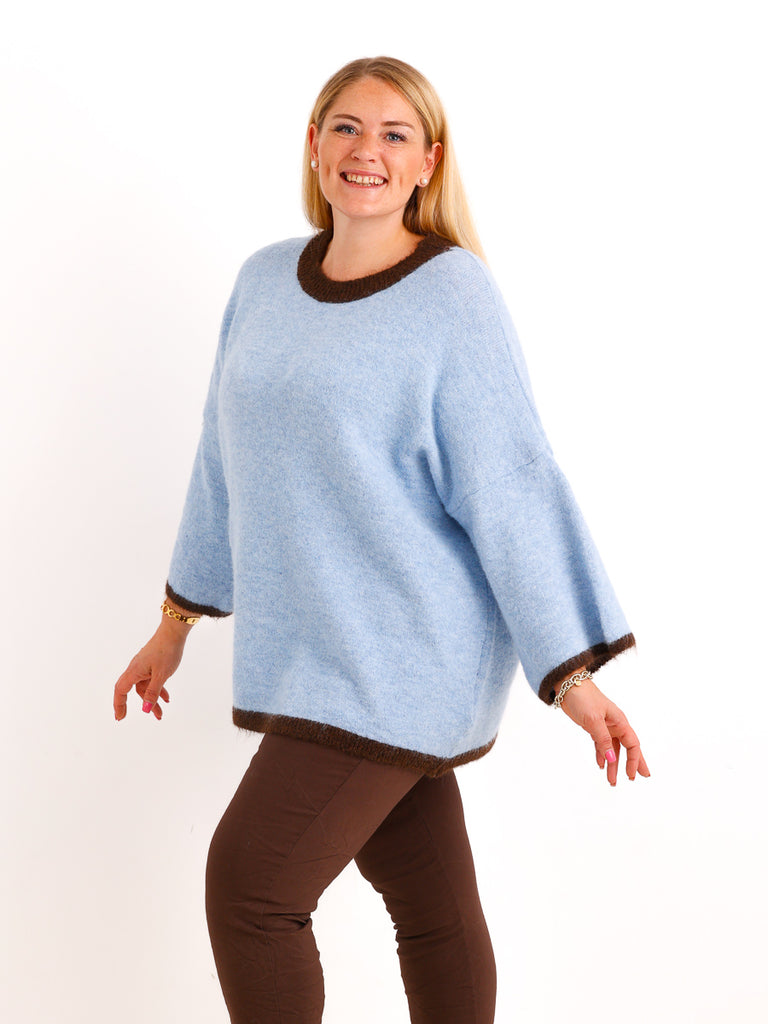 Curvy Size Pullover SORELL – Glattstrick mit kontrastfarbenen Abschlüssen – Gr. 44–50