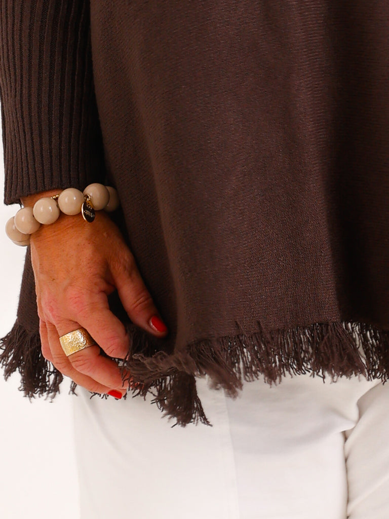 Oversize Pullover VISBY – Kuscheliger Wollmix mit lässigem Fransensaum – Gr. 40–48