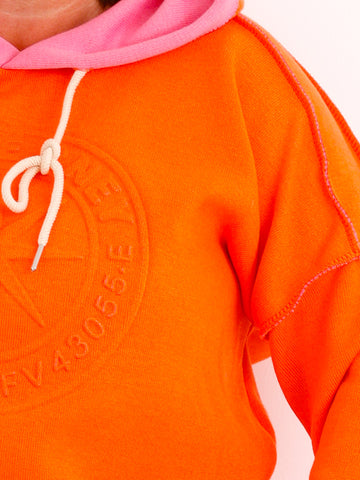 Damen Hoodie SANTEL mit Norderney-3D-Motiv in Orange/Pink – ca. Gr. 38–42