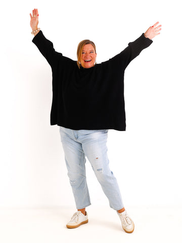 Oversize Pullover AVELIN – Glattstrick mit geripptem Turtleneck – Gr. 44–50