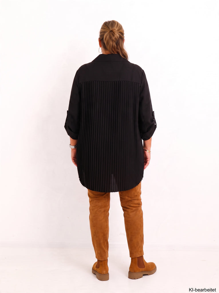 Curvy Size - Bluse VELUNIE – Herbst-Winter-Qualität mit Plisseefalten & extra langem Schnitt – Gr. 44–54